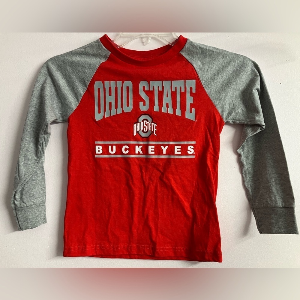 Ohio State Buckeyes Kid’s Long Sleeve T-Shirt, Medium 5/6, Red/Gray, Gen 2